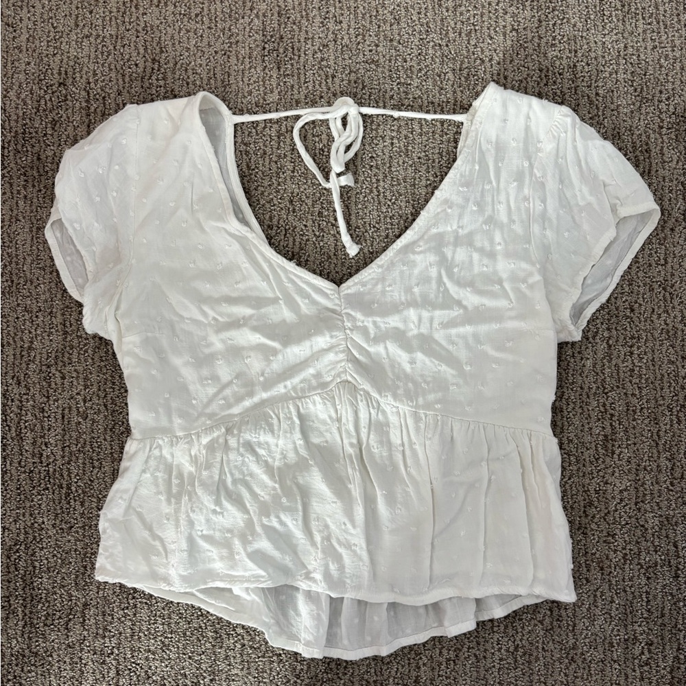 Hollister White Tie-Back Blouse